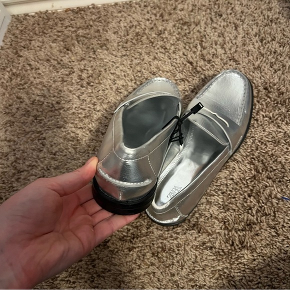 Zara Silver Loafers for Women - Picture 7 of 8